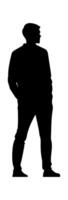 Silhouette of man standing with hands in pockets vector