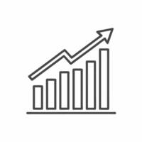 A graph line icon with an arrow going up vector