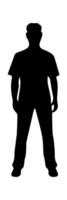 Silhouette of man standing in front of white background vector