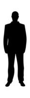 Silhouette of man in suit standing on white background vector