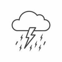 A black and white line drawing of a cloud with lightning vector