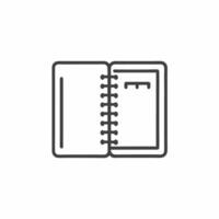 An open notebook icon on a white background vector