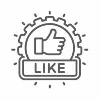 Like button with thumbs up icon vector