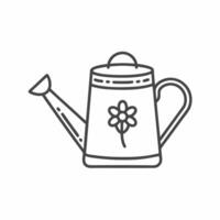 Watering can with flower line icon illustration vector