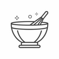 A bowl with a whisk and a bowl of rice vector