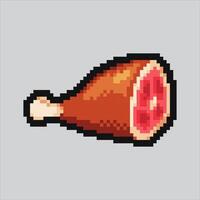 Delicious Slice of Ham Icon pixelated for the pixel art game and icon for website and game. old school retro. vector