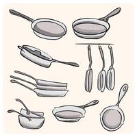 Hand-Drawn Cookware Set vector