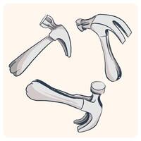 Hammer Sketch Illustration Set vector