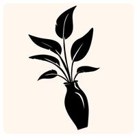 Vase with Leaves Silhouette with background cream vector