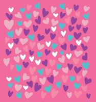 Seamless Pattern of Colorful Hearts on Pink Background vector