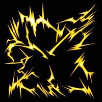 A black and yellow lightning bolt on a black background vector