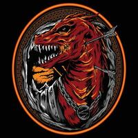 mytical red dragon grunge vector