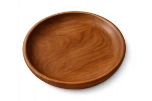 Handcrafted Wooden Plate with Simple Design for Home Decor png