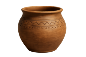 Handcrafted Artisan Clay Pot with Decorative Patterns and Texture png
