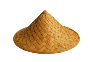 Traditional Bamboo Hat with Unique Weaving Patterns and Design png