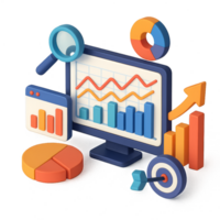 A computer monitor with graphs and other items png