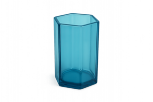 Simple Blue Hexagon Vase in Transparent Design for Minimalist Decor png