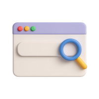 A magnifying glass and a browser window with a magnifying glass png