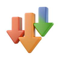 linda melancólico rústico uma para baixo tendendo seta, segmentado para dentro três peças, plano cores. limpar \ limpo linhas, mínimo com escalável Projeto. fresco png