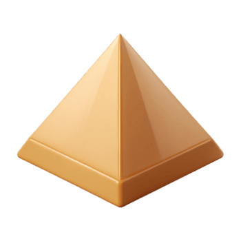 vibrante alegre moderno mínimo isométrico pirâmide com fresco arestas e uma bege superfície com escalável Projeto. sem falhas png