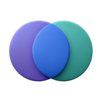 deslumbrante abstrato Venn diagrama com dois sobreposição círculos. simétrico, fresco arestas, plano cor com escalável Projeto. ultra hd png