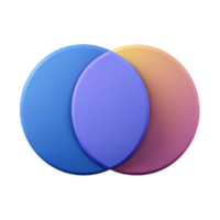 timeless organic Venn diagram with two overlapping circles, flat color, single-weight stroke with Scalable Design. exclusive png