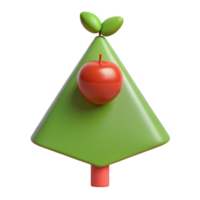 melancholic splendid Triangular tree with a single circular apple. Minimal design, crisp edges, flat color with Scalable Design. fine detail png