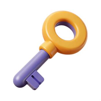 peaceful sumptuous Flat color illustration of a key. Crisp edges, minimal design with Scalable Design. studio quality png