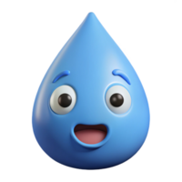 melancholic spectacular Teardrop-shaped character with a surprised expression, flat light blue with Scalable Design. original png