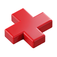 standout geometric Symmetrical isometric cross with sharp edges and a red color with Scalable Design. precision png