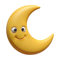 stunning distinctive Smiling crescent moon character with pointed tips. Clean lines, flat yellow color with Scalable Design. png