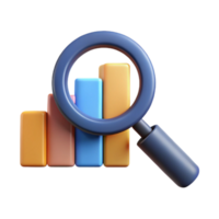 spectacular peaceful futuristic Magnifying glass icon over a bar graph. Minimal, flat color with Scalable Design. precision png