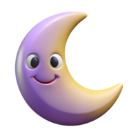 quintessential artistic Smiling crescent moon character with pointed tips. Clean lines, flat color, crisp edges with Scalable Design. crisp png