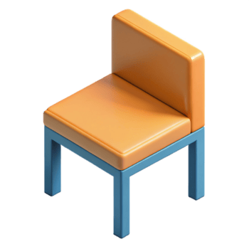 esplêndido assinatura isométrico diagrama do uma simples cadeira. limpar \ limpo linhas, plano cor, com escalável Projeto. png