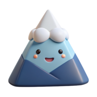serene mysterious tropical Triangular mountain character with a snowy peak. Crisp edges, minimal design, flat color with Scalable Design. luxury png
