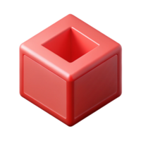 vibrant reflective classic Isometric cube with clean lines and flat red color with Scalable Design. professional png