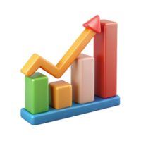 inspired baroque An upward trending graph with three data points, flat color. Crisp edges, with Scalable Design. fine detail png