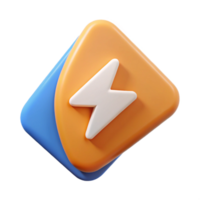 vibrant artistic Triangular badge with a simple lightning bolt icon. Flat color, minimal design, clean lines with Scalable Design. refined png