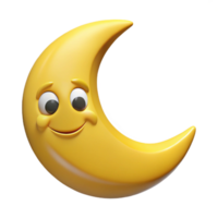 vibrant harmonious classic Smiling crescent moon character with pointed tips. Clean lines, flat yellow color with Scalable Design. impeccable png