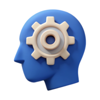 spectacular memorable Human head silhouette with gear icon inside. Minimal, flat color with Scalable Design. png