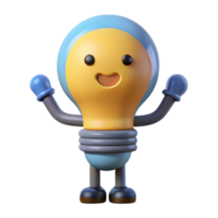vibrant distinguished Lightbulb character with glowing filament. Clean lines, symmetrical, flat color with Scalable Design. png