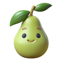harmonious alluring Pear character with a stem and leaf. Crisp edges, minimal design, flat color with Scalable Design. fine detail png