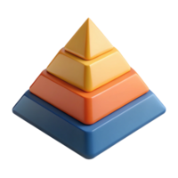 intense fascinating Pyramid chart with three levels, distinct flat colors. Crisp edges, clean lines, with Scalable Design. ultra HD png