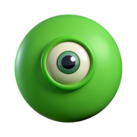memorable geometric Circular character with a single, large eye, flat green, minimal details with Scalable Design. handcrafted png