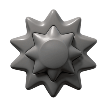 fascinante contemporáneo Starburst Insignia con redondeado puntos, escalable, plano carbón gris con escalable diseño. detallado png