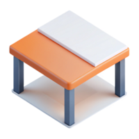 tranquilo extraordinário plano cor isométrico mesa com limpar \ limpo linhas e uma branco superfície com escalável Projeto. detalhado png