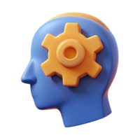 vibrant passionate nordic Human head silhouette with a gear inside, flat color. Single-weight stroke, minimal with Scalable Design. crisp png