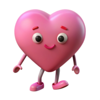 picturesque vintage Heart-shaped character with tiny legs, flat pink, clean lines with Scalable Design. studio quality png