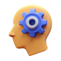 unparalleled mid-century Human head silhouette with a gear inside, flat color. Single-weight stroke, minimal with Scalable Design. exclusive png