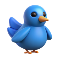 impressive geometric Bird character with a rounded body and pointed wings. Flat blue color, minimal design with Scalable Design. refined png
